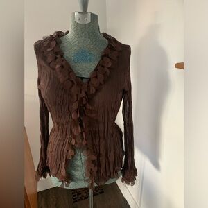 Claudia Richard Chocolate Brown Textured Blouse